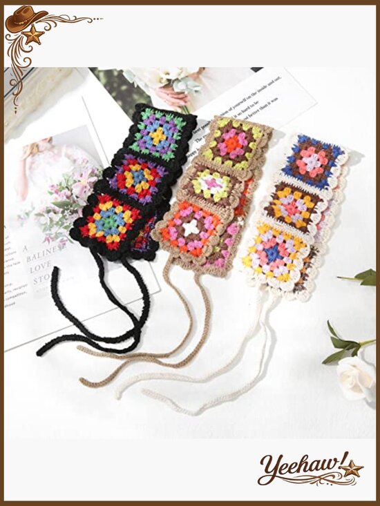 3 Crochet Headbands Elastic Bohemian Knit Hair Wrap main image 7